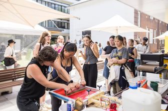 A group of students enjoying Paddington Community Day