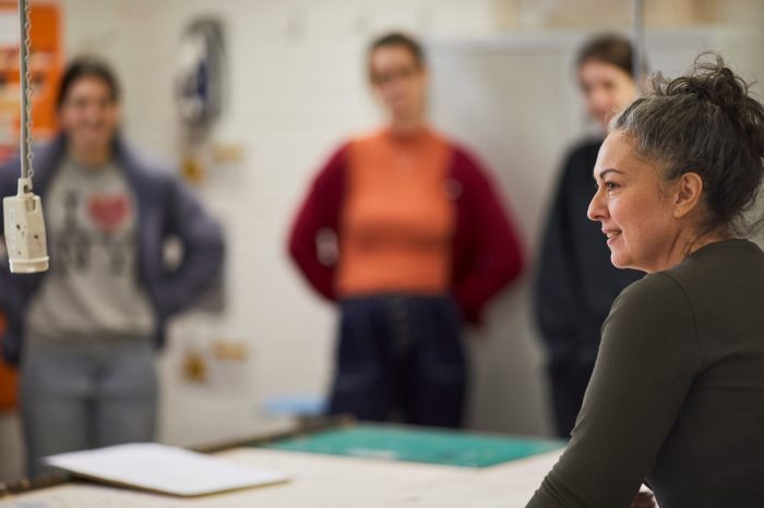 Students in a Screen Printing class