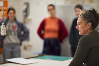 Students in a Screen Printing class