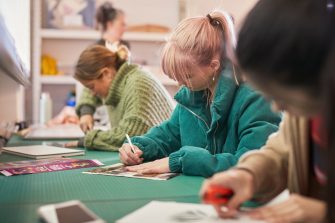 Students in a Screen Printing class