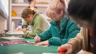 Students in a Screen Printing class