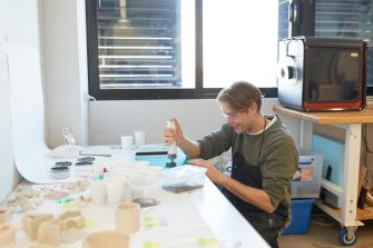 Student Matt Harkness creating 3D work