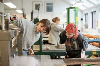 Students in Print Making class