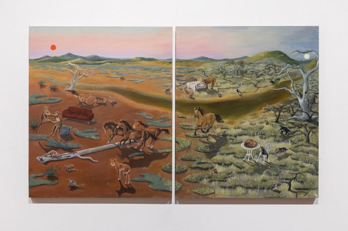 Claudia Karskens, 'Garden of Stolen Delights' 2025. Acrylic on wood panels; 2  paintings: 50 x 60 x 2cm each.  
