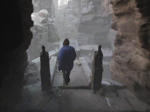 Animated gif of a game character running