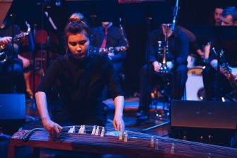 Jazz pianist and composer Satoko Fujii with the UNSW Jazz Orchestra and Advanced Jazz Ensemble for Listen Up!, curated and conducted by Spence and internationally renowned saxophonist and composer Sandy Evans.