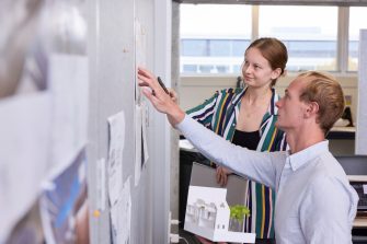 Students in the H13 BE Studios at the School of Built Environment