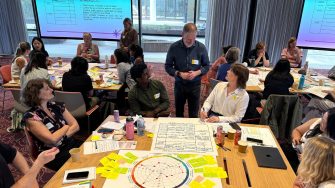 Participants working on their actions based on the “is good” and “could be better” observation with the facilitator John Howie.