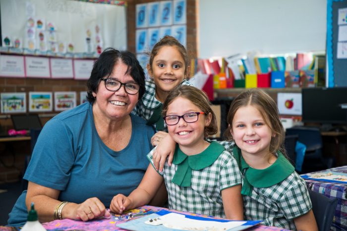 Aunty Maxine with students at Chifley Public School