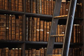 Old books in a library