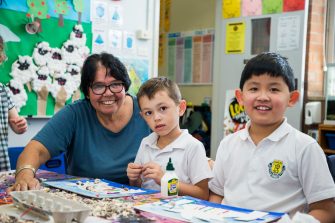 school boys with school girls with Aunty Maxine