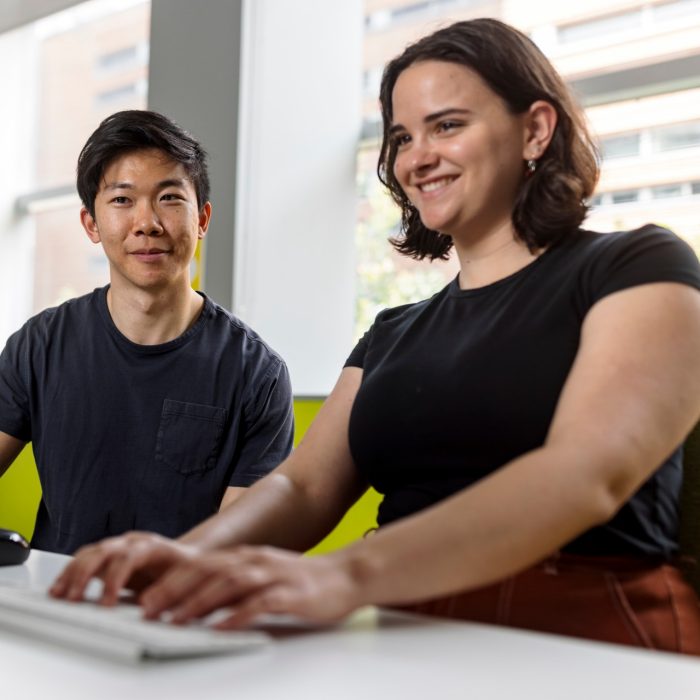 Students collaboratively problem-solving 