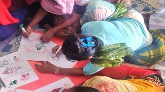 School children drawing