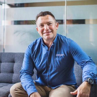 Ben Hutt sitting on a sofa