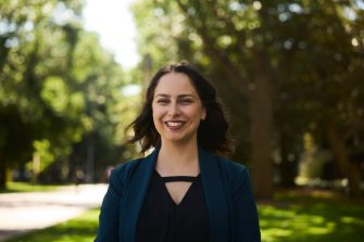 AGSM student outside on the UNSW university mall