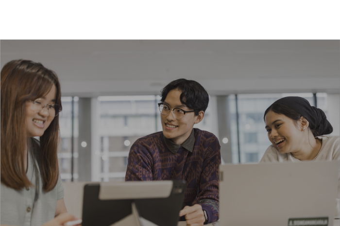 students smiling with overlay