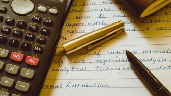 Calculator and hand written notes