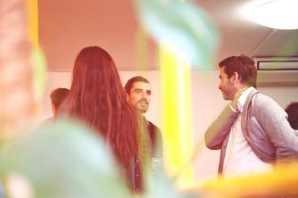 Two men having a chat at a business event