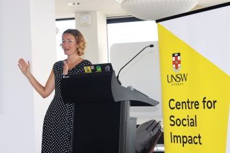 Photo of Dr Michelle Darlington presenting for the UNSW Centre for Social Impact