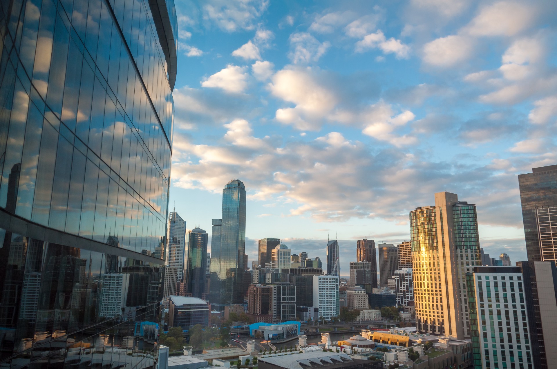 Modern cityscape with office corporate and skyscrapers. Melbourne, Australia