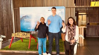 UNSW Canberra graduate Jack Harrison (middle) with PhD candidate Ahmad Mufarih Hasan Fadly and Associate Professor Minako Sakai.