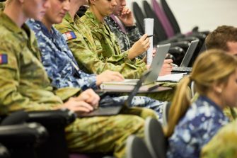 Students in Business lecture theatre