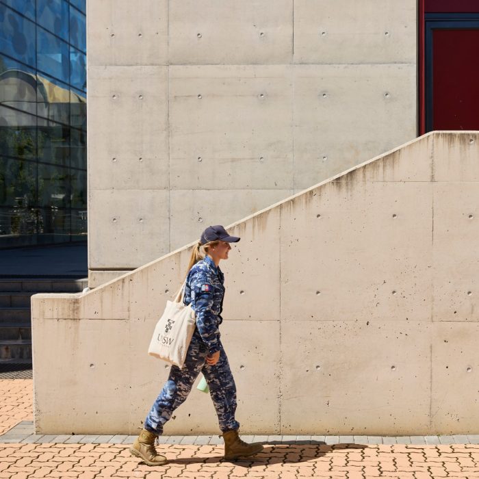 Female student in uniform on Canberra campus