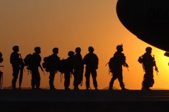 international security soldiers plane