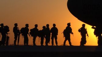 international security soldiers plane