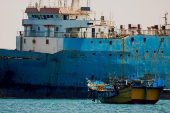 Ship wrecks in the port of Bossaso Somalia