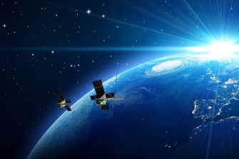 Two satellites in space