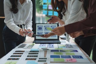 Corporate team working on UX design