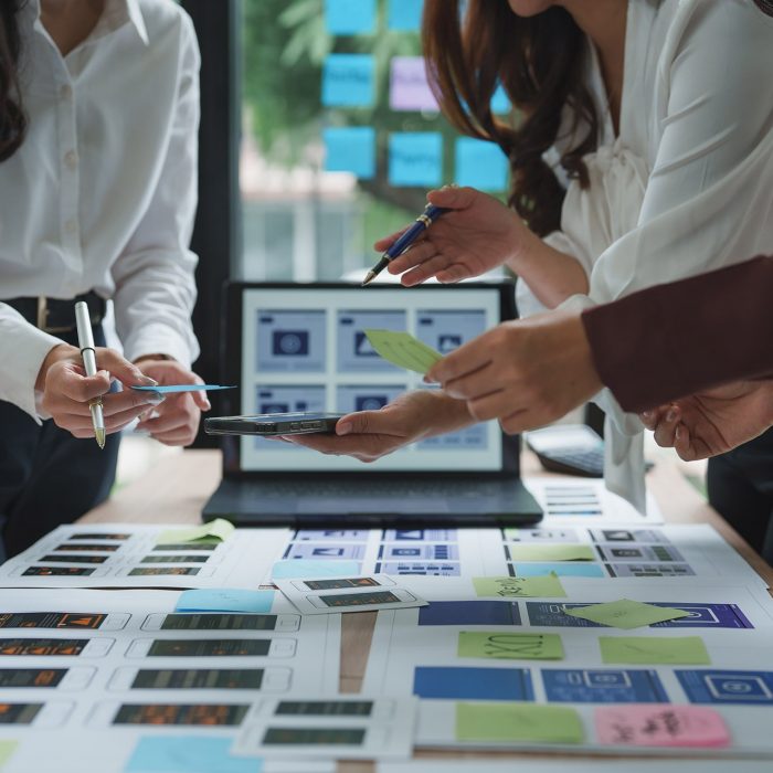 Corporate team working on UX design