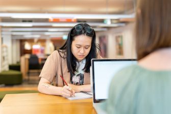 Students studing in the library