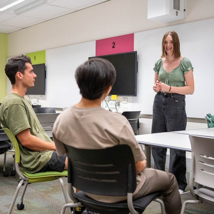 Students working together in a classroom