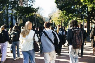 Students walking on University Mall
