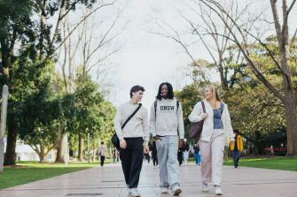 Students walking on main walkway