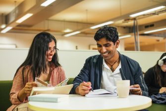 Students studying on campus