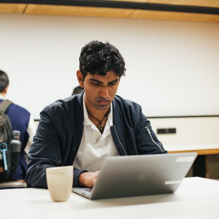 Students studying on campus
