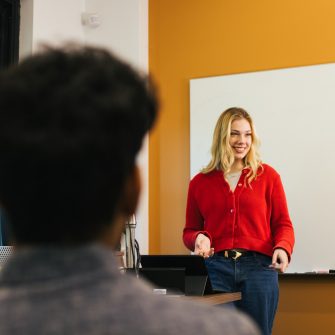 Student presenting in class