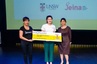3rd Place – $1,000 sponsored by UNSW Justice Inclusion Access, JEINA was awarded to Hello Again Solar founded by Rong Deng