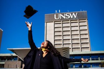 Photo of student celebrating her graduation