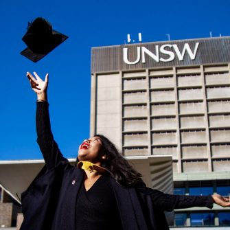Photo of student celebrating her graduation