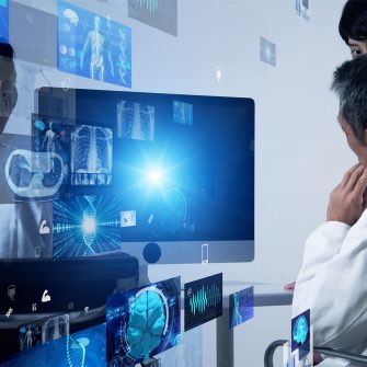 Medical technology concept. Remote medicine. Electronic medical record.