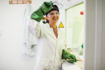 Electrical engineering student in laboratory