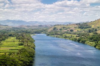 The view of the Sigatoka River from Tavuni Hill Fort in Fiji.