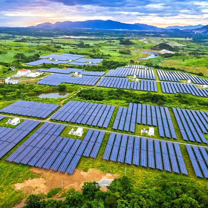 Solar panels in fields