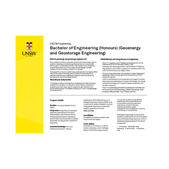 Bachelor of Engineering (Honours) (Geoenergy and Geostorage Engineering) flyer