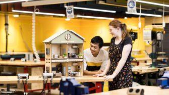 Students working on practical renewable energy design projects