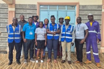 Figure 9: Successful Collaborating Teams: Left to right: Eng Dr Jimmy Byakatonda (GU), Eng Peter Mugo (FundiFix), Eng Patrick Namu (FundiFix), Mr. Harrison Kimanzi (FundiFix) Ms Mary Sammy (FundiFix), Ms. Abigail Kyenze (FundiFix), Dr Shamim Aryampa (UNSW), Mr. Mwasi Kanyanga (FundiFix), Eng Collins Ocan (GU), Mr. Reuben Nduvi (FundiFix), Mr. John Mauki (FundiFix).